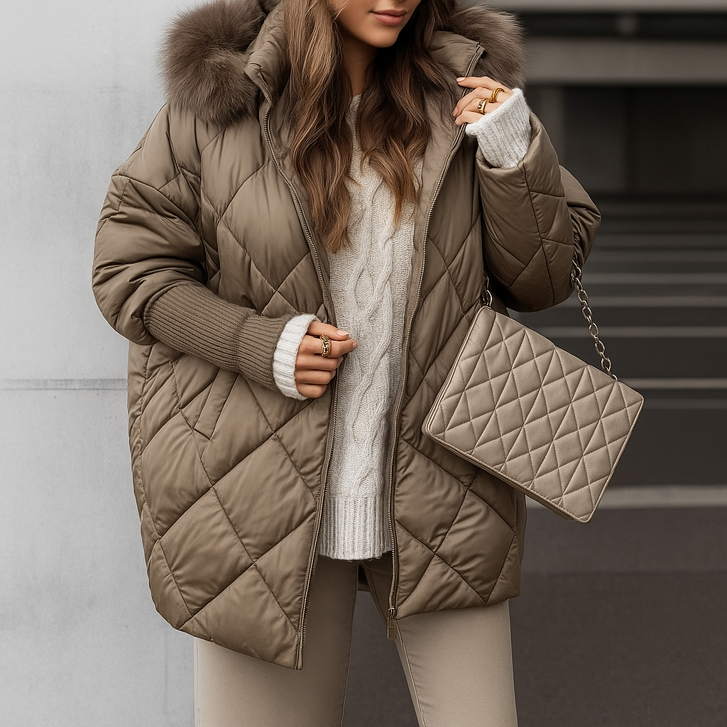 Noëlle™ – Elegante Jas met Ruitmotief